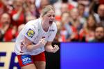  Stregspiller Sarah Iversen, der her er i aktion for det danske landshold, scorede 2 mål mod Metz. Foto: Jens Dresling