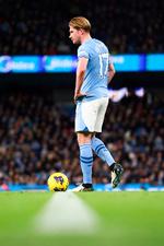 I aften spiller Kevin De Bruyne i Parken for tredje gang. Han scorede sejrsmålet, da Belgien vandt 2-1 over Danmark ved EM i 2021, og i 2022 blev det 0-0 mod FC København i en Champins League-kamp, hvor Manchester City fik udvist Sergio Gomez efter en halv time.  Foto: Darren Staples/Ritzau Scanpix