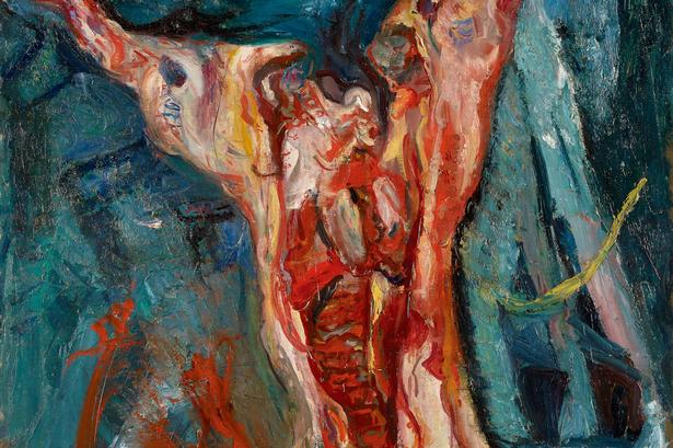 'Le Boeuf écorché' (Flået okse), 1925, er et af flere malerier på udstillingen med hængt kød. Foto: Akg-Images / Ritzau Scanpix