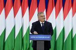 Viktor Orbán fotograferet tidligere i dag i Budapest, hvor han holdt sin årlige tale om tilstanden i Ungarn.  Foto: Pool/Ritzau Scanpix