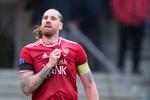 Anfører Raul Albentosa jubler over sit mål til 2-0 for Vejle mod Silkeborg. Foto: Henning Bagger/Ritzau Scanpix