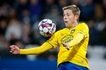 Nicolai Vallys' oplæg til Brøndbys 1-0-scoring havde så stor præcision og så perfekt fart, at det nærmede sig en form for fodboldkunst. Foto: Jens Dresling