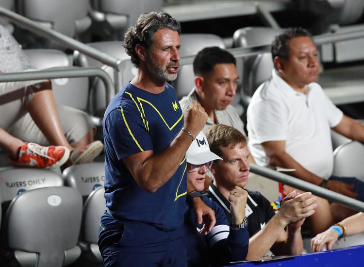 Holger Runes træner Patrick Mouratoglou var på plads under danskerens kamp.   Foto: Henry Romero/Ritzau Scanpix