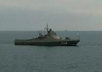 Det er et skib af Projekt 22160-klassen, der meldes ramt af ukrainske sødroner. Her er søsterskibet til 'Sergej Kotov', der  var målet for den ukrainske flådeaktion. Foto: Det russiske militær