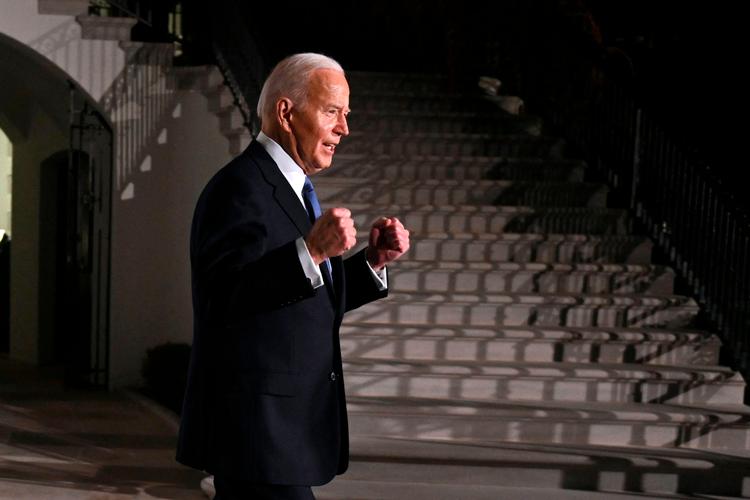 Joe Bidens gjorde i sin State of the Union-tale klart, at han er villig til at påtage sig det ansvar, som Israel i hans øjne ikke har evnet eller ønsket. Foto: Roberto Schmidt/Ritzau Scanpix