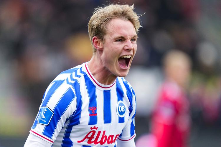 Max Fenger har netop scoret kampens eneste mål.  Foto: Claus Fisker/Ritzau Scanpix