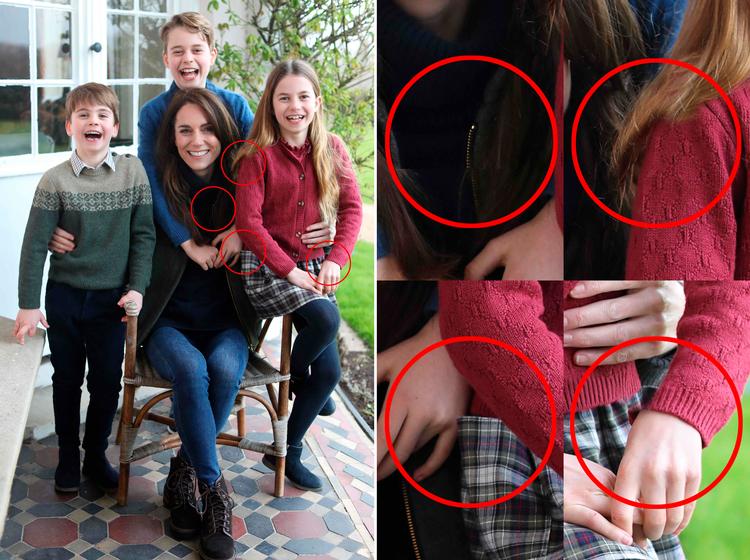 Kensington Palace lagde dette billede på sociale medier i går, men hurtigt fik flere øjnene op for detaljer, der virkede redigerede - særligt ærmerne omkring datteren Charlottes cardigan.    Foto: Prince Of Wales/Ritzau Scanpix