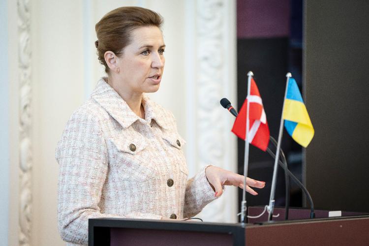 Statsminister Mette Frederiksen (S) holder tale under debatmøde om situationen i Ukraine 19. marts. Foto: Mads Claus Rasmussen/Ritzau Scanpix