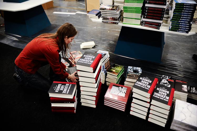 Forberedelserne til Bogforum  i Forum, København. Et traditionsrigt møde mellem læsere, forfattere og store og mindre forlag. Arkivfoto Martin Kurt Haglund
