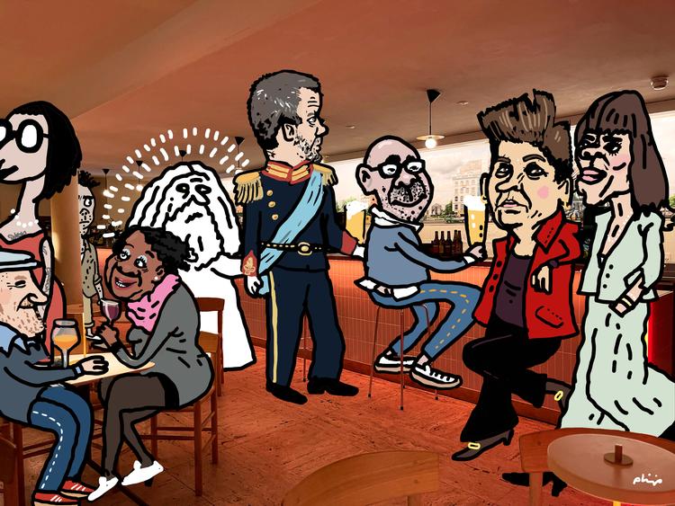 »Hov, er det ikke...?«. På Nørrebro Teater kan du ofte være sikker på at få en kendis som sidemand. Foto: Philip Ytournel (Originalfoto: PR)/POLITIKEN