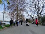 Når man krydser broen over Savafloden, kommer man til kvarteret Novi Beograd. Det summer af liv på promenaden langs flodbreden. Foto: Martin Bjørck 