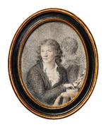 Spejle og selvportrætter er dybt forbundne. Bertel Thorvaldsen lavede et lille selvportræt i blyant og akvarel i 1794.  Foto: Jakob Faurvig