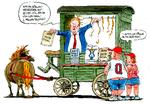Donald Trump er ved at samle penge ind til sin kaution. Tegning: Roald Als 