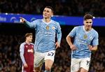 Phil Foden var med sit hattrick den helt store helt for Manchester City i kampen mod Aston Villa. Foto: Jason Cairnduff/Ritzau Scanpix