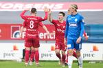 Frederik Carstensen scorer til 2-0 til Fredericia, men flere mål blev det ikke til, og så er Silkeborg i finalen i pokalfinalen i fodbold. Foto: Claus Fisker/Ritzau Scanpix