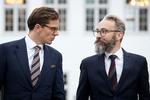 En del af Liberal Alliances forberedelser på at gå i regering er at sikre, at partiets politikere har universelle værdier, siger gruppeformand Ole Birk Olesen. Her er han med partileder Alex Vanopslagh under regeringsforhandlingerne på Marienborg i 2022. Foto: Jens Dresling