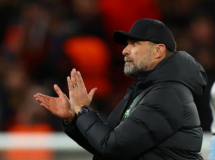 Liverpool FCs manager Jürgen Klopp ses her under det engelske holds kvartfinale mod Atalanta i Europa League. der endte med et bittert 3-0 nederlag.  Foto: Molly Darlington/Ritzau Scanpix