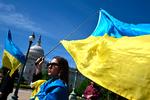 Pro-ukrainske demonstranter foran Kongressen i Washington tidligere tirsdag.  Foto: Mandel Ngan/Ritzau Scanpix