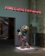 Hovedudstillingen på Venedig Biennalen låner sin titel fra et kunstværk i neon af kunstnerduoen Claire Fontaine. Under skiltet står Yinka Shonibares skulptur ’Refugee Astronaut’. Foto: Marco Zorzanello