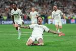 Den indskiftede angriber Joselu blev den helt store helt for Real Madrid med sine to mål. Foto: Thomas Coex/Ritzau Scanpix