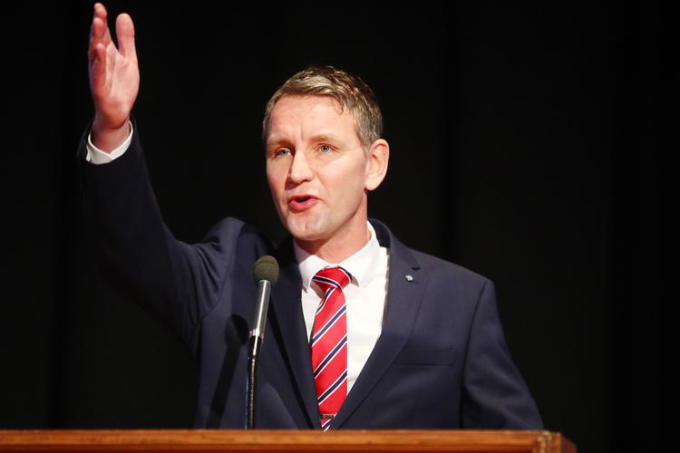 Höcke, der er tidligere historielærer, hævder ikke at have vidst, at vendingen blev brugt af nazisterne. Foto: Bodo Schackow/Ritzau Scanpix
