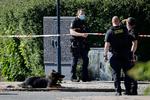 Politiet var hurtigt massivt til stede på Frederikssundsvej ved Åfløjen i Husum efter knivdrabet.  Foto: Jens Dresling