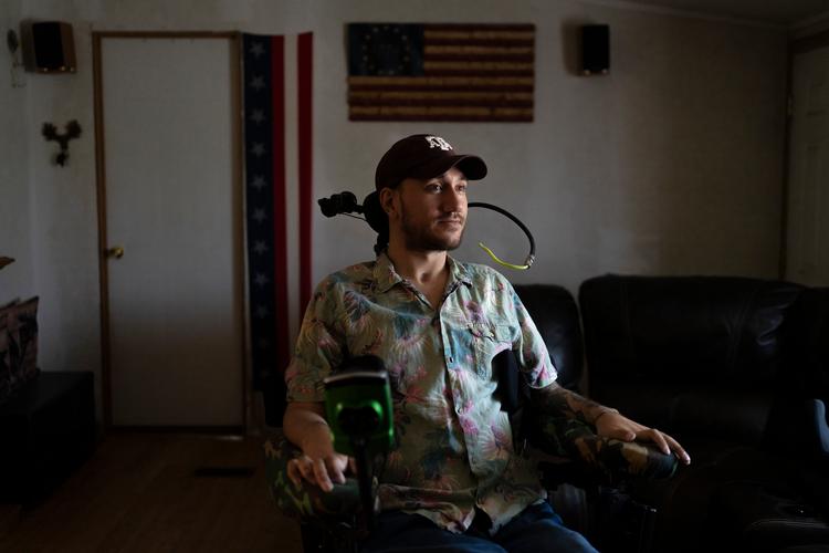 Noland Arbaugh er den første patient, der har fået indopereret minicomputeren fra Elon Musks Neuralink i hjernen Foto: Rebecca Noble/Ritzau Scanpix