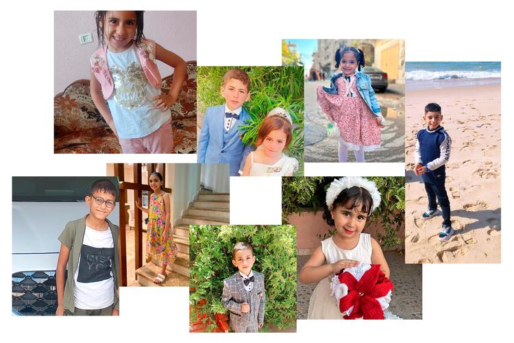 Alle disse børn blev slået ihjel i de tre angreb, som Amnesty International har undersøgt.

Øverst fra venstre: Saqar Abdelal, Yasser Saqer Abdelal og hans søster Layan Saqer Abdelal, Mila Jaber Abu Jayab, Mahmoud Hussein Abdelal.

Nederst fra venstre: Hussein Abdelal, Lujan Jaber Abu Jayab, Mohammed Saqer Abdelal, Sidra Saqer Abdelal Foto: Privat/Amnesty International/Politikens collage/Collage