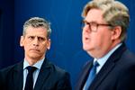 Daniel Stenling, chef kontraspionage i Säpo, og den svenske justitsminister Gunnar Strömmer. Foto: 10040 Anders Wiklund/tt/Ritzau Scanpix