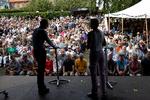Folkemødet på Bornholm 2023. EU-kommissær Margrethe Vestager debatterer med Politikens chefredaktør, Christian Jensen.  Foto: Finn Frandsen