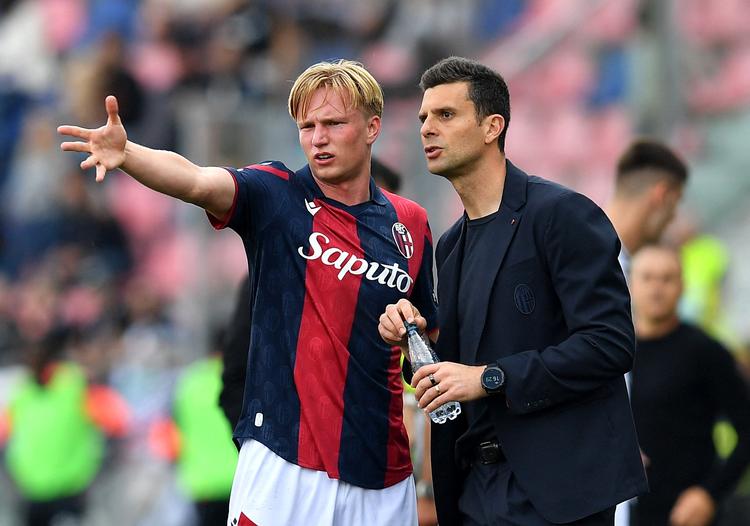 Thiago Motta har i den forgangne sæson været træner for danske Victor Kristiansen i Bologna. Foto: Jennifer Lorenzini/Ritzau Scanpix