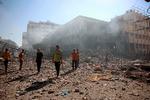 Tilintetgørelsen af Gaza By minder om De Allieredes bombardementer af byer som Dresden, Hamburg og Berlin ved Anden Verdenskrigs slutning, skriver Peter Wivel. Foto: Photo by Omar AL-QATTAA / AFP   Foto: Omar Al-qattaa/Ritzau Scanpix