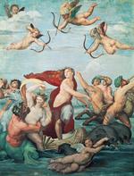 Galateas triumf (1512) af Raphael har flere motiver af amoriner eller cupidoer, små børneengle. Formålet var dog ikke at male dem nuttede, men naturlige, mener professor Joshua Paul Dale. Foto: Villa Farnesina