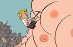 Præsidentens forhold til kvinder har været et omstridt emne under valget, og Trump er blandt andet blevet beskyldt for seksuelle overgreb fra en række kvinder - hvilket præsidenten benægtede. Selv omtaler Trump sit forhold til kvinder som en afhængighed - andre beskriver det som, at Trump ser kvinder som rekvisitter, for sin ageren som alfahan.  Tegning: Philip Ytournel 