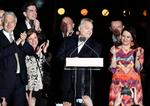  »Vi har vundet en  afgørende sejr. Vi har skabt mulighed for at beskytte Ungarn«, sagde Viktor Orban søndag. Szilard Koszticsak/AP