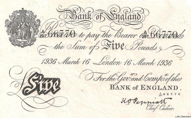 Tyskland forsøgte under Anden Verdenskrig at sænke britisk økonomi med falske pund som denne pengeseddel. Geschichtsdokumente.de
