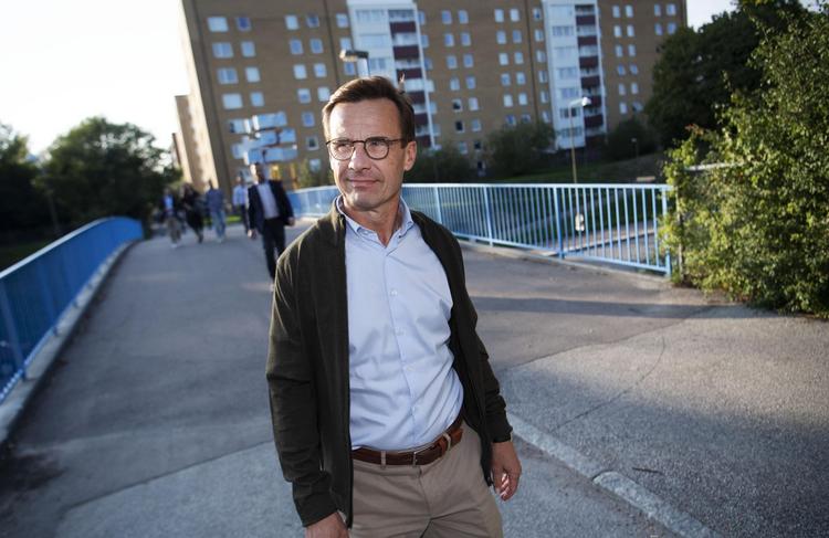 Ulf Kristersson fra  Moderaterna går til valg på at danne  regering med tre andre partier. Og  Sverigedemokraterna er ikke et af dem. Johan Nilssion/Ritzau Scanpix