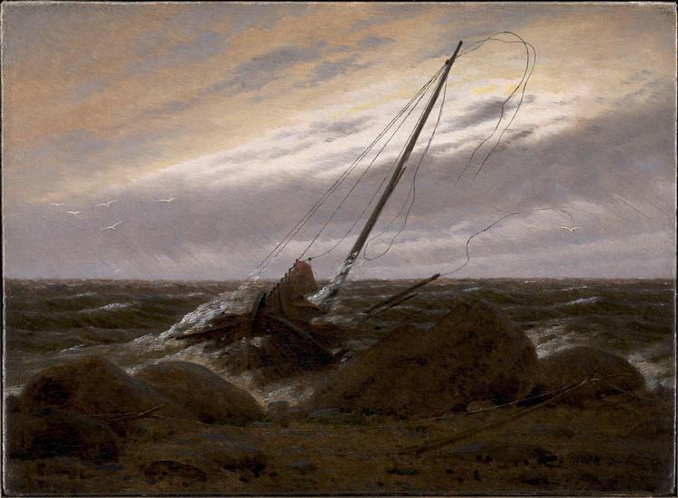 Casper David Friedrichs maleri viser en kamp med havet. Foto: Statens Museum for Kunst.  