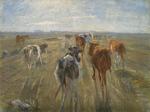 Theodor Philipsen var Danmarks helt store kreaturmaler og lod sig inspirere af den franske impressionisme. Her er det 'Lange skygger. Kvæg på Saltholm' (ca. 1890) 
