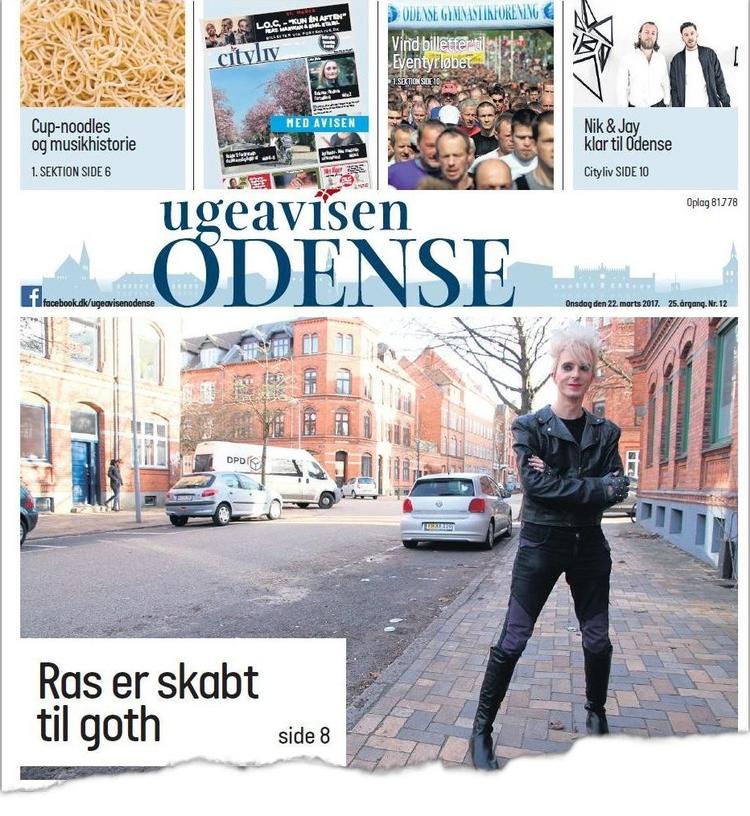 Gårsdagens udgave af Ugeavisen Odense med en af byens borgere på forsiden. Ugeavisen er et af de lokalmedier, der udgør datagrundlaget i undersøgelsen. 