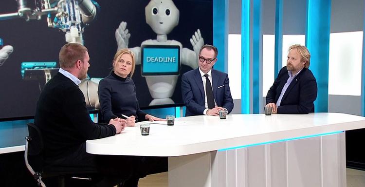 Eskil Halberg (tv.), vært Lotte Folke Kaarsholm,  Kim Escherich og Kasper Fogh Hansen diskuterer automatisering. 