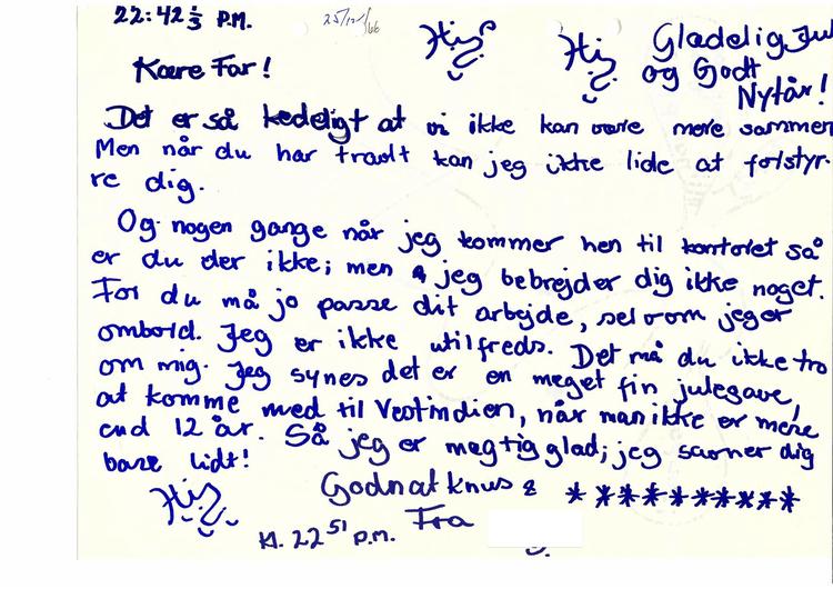 Sømandens datter. Efter farens død har en dansk sømandsdatter doneret korrespondancen, de to havde, fra hun var 8, til han døde som 79-årig. De skrev også sammen, når hun var om bord på hans skib. 