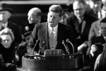 John F. Kennedy ved sin indsættelsestale i 1961 på Capitol Hill. Arkivfoto AP