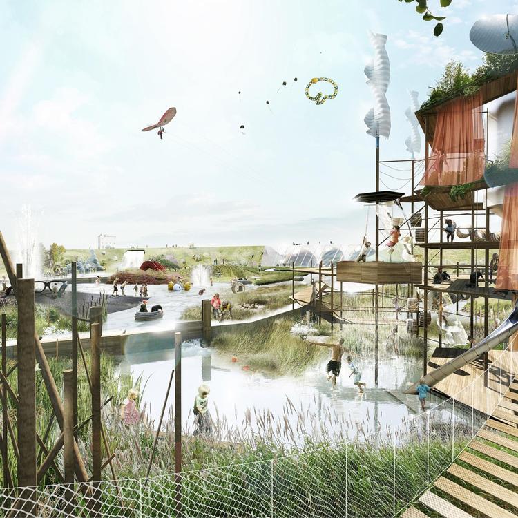Den store park forventes at trække 200.000 gæster årligt. Illustration Thøgersen & Stouby