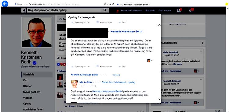 En af de trusler Kenneth  Kristensen Berth (DF) har indleveret. 