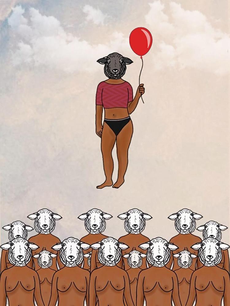 »See you on the other side of conformity?«, skrev Kaviya, da hun delte denne tegning på sin instagram. Tegning: Kaviya Ilango