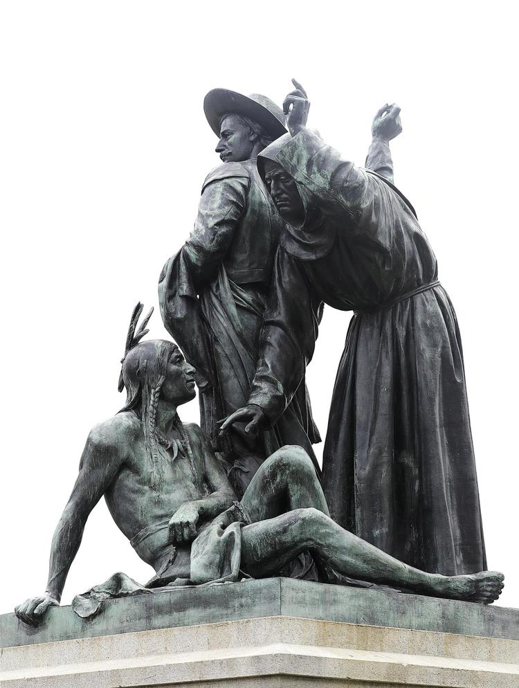 Skultpuren 'Early Days' er en del af en gruppe statuer, som viser Californiens fødsel. Nu skal den fjernes. Jeff Chiu