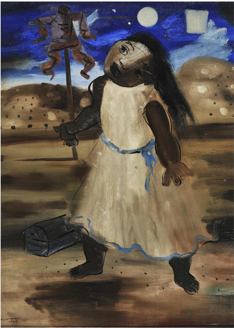 Candido Portinari: 'The Scarecrow (The Half-Wit)', (1940). Ejet af The Mecer Art Gallery. 