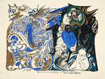 Johannes Holbeks tegning fra 1900 til N.F.S. Grundtvigs salme ’Talsmand, som paa Jorderige …’. Museum Jorn