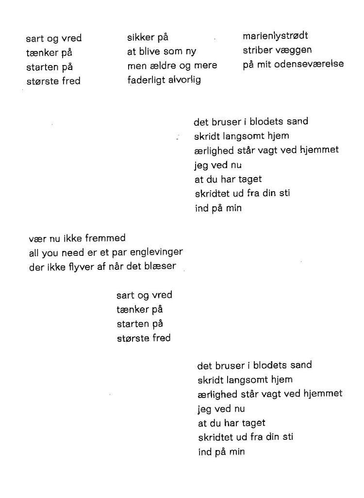 Man kan ikke nødvendigvis se, at teksten ’Største fred’ oprindeligt er skrevet som en sangtekst til bandet First Flushs album ’På Tinden’.  Fra bogen